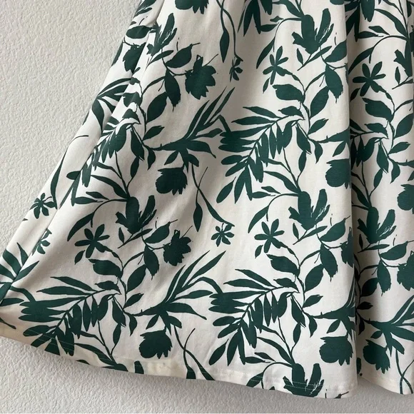Pact NWOT Organic Cotton Fit & Flare Crossover Tropical Palm Summer Dress Small - Picture 8 of 16